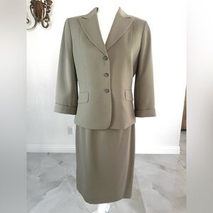 Women's Tahari Olive Blazer and Skirt Set